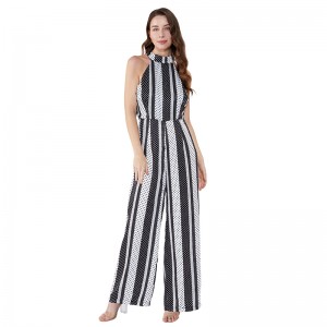 Streifen gedruckt Neckholder Plus Size Overall für dicke Frauen JCGJ190315072