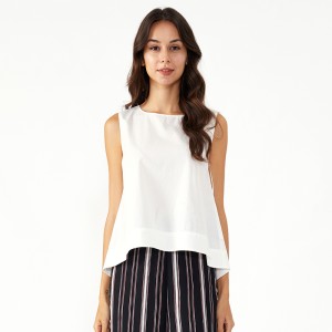 Weiß Basic ärmellose Western Office Cute Ladies Tops für Frauen