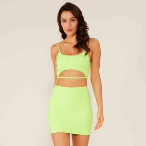 Professionelle Fabrik Oem Benutzerdefinierte Sexy Fluoreszierende Grüne Sexy Club Strandkleid Frauen Stil