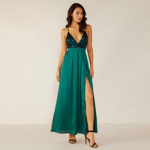 Benutzerdefinierte Oem Sommer Green Coctail Schulterfrei Sexy Abend Backless X Lady Elegantes Kleid Frauen WM0005